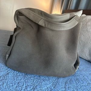 Coach. Suede. Super cute Heather Grey hobo style bag with removable bag.